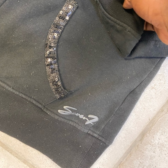 7 for all man kind Black Zip-Up Hoodie with Sequin Details - Picture 4 of 9